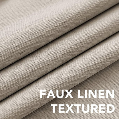 H.VERSAILTEX Linen Blackout Curtains Durable Thick Textured Linen Look 100% Blackout Patio Door Curtain Anti Rust Grommet Extra Wide Sliding Door Curtain Panel, Cobblestone, W100 x L108 inch
