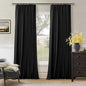 Black Pinch Pleated Blackout Linen Curtains 120 Inches Long for Living Room Bedroom 2 Panels Room Darkening Thermal Insulated Neutral Black Farmhouse 100% Blackout Window Curtain Drape 120 Inch