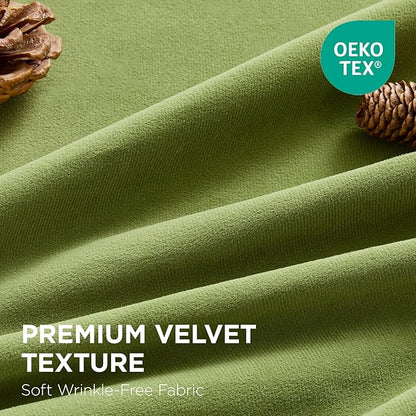Joydeco Moss Green 100% Blackout Curtains 90 Inch 2 Panels, Luxury Thermal Green Velvet Curtains for Bedroom Living Room, Soundproof Blackout Window Drapes, Rod Pocket & Back Tab (52W x 90L)