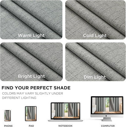 Joydeco Blackout Curtains for Bedroom - 108 Inch Long 100% Light Blocking 2 Panels Light Grey Drapes, Thermal Insulated Room Darkening Curtains, Linen Textured for Living Room, Rod Pocket & Back Tabs