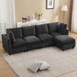 116'' 4-Seater Modular Sectional Cloud Sofa with Ottoman, Convertible L-Shaped Couch for Living Room, Modern Deep Seat Modular Sofa, Chenille Dark Grey