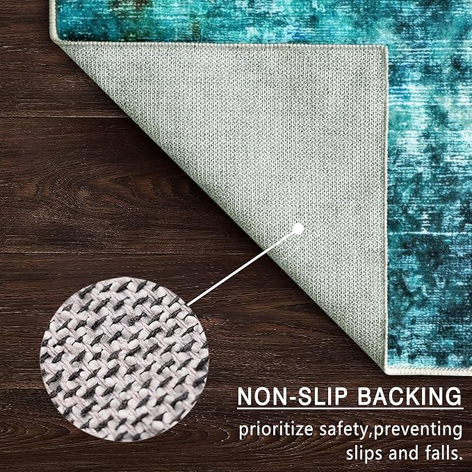 vivorug Runner Rug 2x10 Machine Washable Rug with Non-Slip Backing, Ideal for Kitchen Hallway Entryway Laundry Room - Modern Abstract, Durable, Easy Clean, Low Pile Carpet Runner, Rosy Clouds