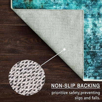 vivorug Washable Rug, Ultra Soft Area Rug 4x6, Non Slip Abstract Small Rug, Stain Resistant Rugs for Living Room Bedroom, Modern Style, Rosy Clouds