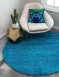 Unique Loom Solid Shag Collection Area Rug (3' 3" Round, Turquoise)