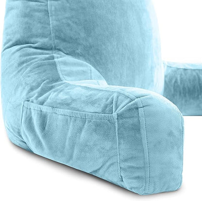 Husband Pillow XXL - Reading Pillow Bed Chair with Arms & Back Support - Carolina Blue - Back Pillow for Sitting Up - Bed Rest Arm Pillow - Comfy Reading Pillow for Adults