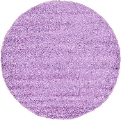 Unique Loom Solid Shag Collection Area Rug (8' Round, Lilac)