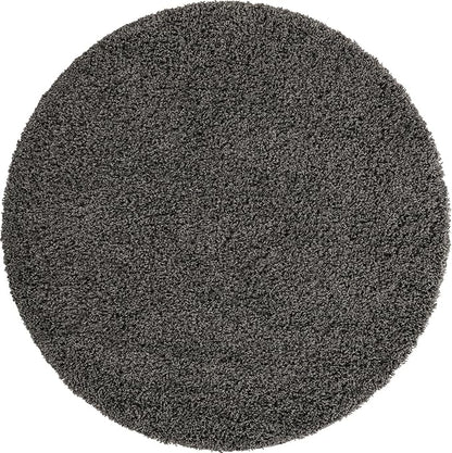 Unique Loom Solid Shag Collection Area Rug (5' 1" Round Graphite Gray)