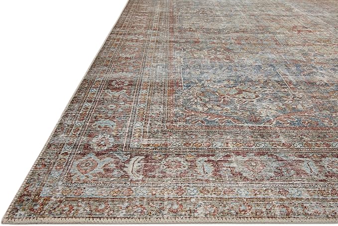 Loloi Chris Loves Julia Jules Collection JUL-05 Lagoon/Brick 2'-6'' x 12'-0'', .13" Pile Height, Runner Rug