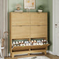 Shoe Cabinet with 6 Flip Drawers, 54" Tall Narrow Fluted Shoe Storage Organizer for Entryway, Hidden Slim Wooden Shoe Rack Cabinet for Front Door Entrance, Hallway, Living Room, Natural Oak