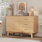 Dresser for Bedroom, 6 Drawer Wide Modern Chest of Drawers with X-Shaped Sturdy Base, Wood Double Dresser Closet Clothes Storage Organizer, Wooden TV Stand for Living Room, Hallway, Oak