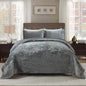 HoneiLife Velvet Quilt Sets Queen - Lightweight Bedspreads 3-Pieces, Wavy Coverlets Rustic Bed Cover Queen Quilt Bedding Sets for All Season Use, Grey