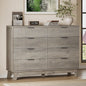 53" Tall Dresser for Bedroom, 8-Drawer Fluted Chest of Drawers, Modern Wood Highboy with Metal Slides and Handles, Anti-Tip Kit, Vertical Clothes Storage Organizer for Apartment, Closet