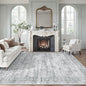 Area Rug 10x12 Vintage Washable Living Room Large Gray Carpet Non Slip Bedroom Indoor Office Dining Room Low Pile Thin Rug Grey