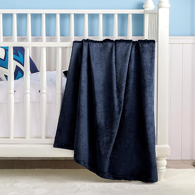 Bedsure GentleSoft Bedding Fleece Blanket for Girls and Boys - Soft Cozy Cute Small Throw Blankets for Travel, 43x55 Inches, Navy
