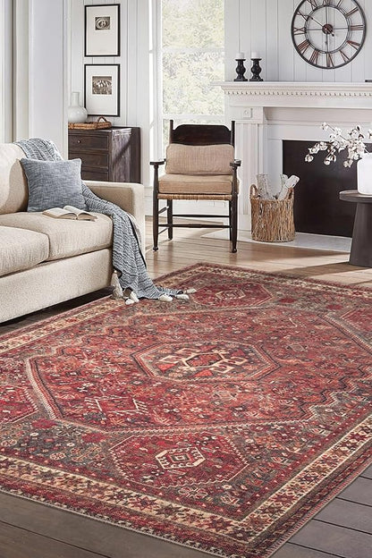 Keen Home Design 10x14 Rug - Machine Washable Area Rug with Non-Slip Backing, Ideal for Living Room, Dining Room, Bedroom - Vintage, Easy Clean, Durable, Low Pile Rug - (9'7" x 14')
