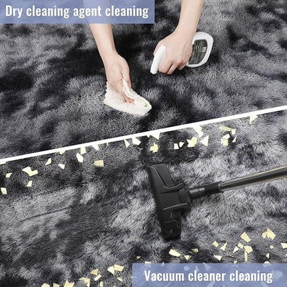 PAGISOFE Abstract Soft Shaggy Rugs for Living Room 5x8 Ft,Tie-Dyed Grey Fluffy Washable Rugs for Kids Room Furry Carpets for Bedroom Room Decor Aesthetic Large Shag Carpet for Boys Girls Dorm Nursery
