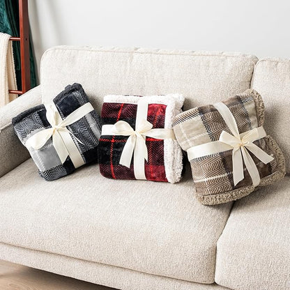 PAVILIA Premium Sherpa Twin Size Blanket | Plaid Design Flannel Fleece Twin Bed Blanket | Plush, Soft, Cozy, Warm, Lightweight Microfiber, Reversible, All Season Use (Plaid Charcoal , 60 x 80 Inches)