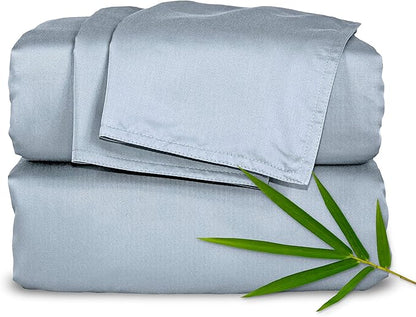 Pure Bamboo Short Queen Sheets for RV Camper (60"x75") - Genuine 100% Organic Viscose Derived from Bamboo Bed Sheet Set, Soft & Cooling, 2 Year Quality Promise (Short Queen, Sterling Blue)