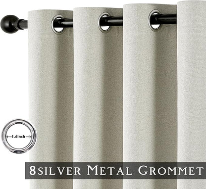 ChrisDowa 100% Blackout Greyish Beige Solid Curtains 84 Inches Long 2 Panels for Bedroom Living Room,Farmhouse Room Darkening Thermal Insulated Soundproof Grommet Top Window Treatment Drapes,52x84