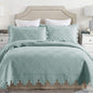 MarCielo 3-Piece 100% Cotton Oversized Bedspread Lightweight Quilt Coverlet Embroidery Farmhouse Bedding Set (Tk Aqua Green, Oversized King (118"x106"))