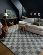 Loloi Chris Loves Julia Calvin Collection CLV-01 Blue/Ivory 2'-7" x 10'-0" Runner Rug Checkered Neutral Soft Living Room Bedroom Carpet