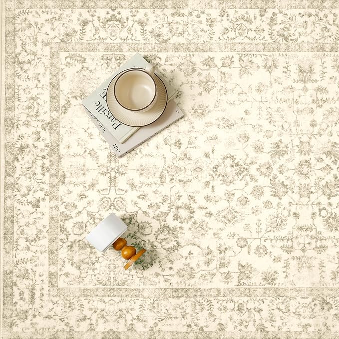 3x5 Brown Area Rug Non Slip Vintage Office Entryway Rug Distressed Machine Washable Kitchen Carpet Traditional Retro Floral Accent Throw Door Mat for Bedroom Bathroom Dining Living Room