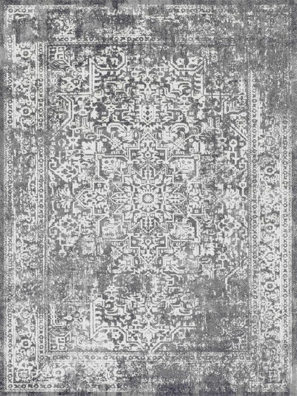 vivorug 6x9 Area Rugs, Stain Resistant Washable Rug for Living Room, Vintage-Inspired Grey Rug