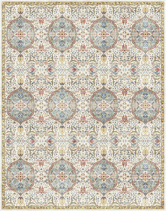 Gertmenian Indoor Bohemian Area Rug - 9x13 Extra Large, Non-Shedding, Ideal for High Traffic in Living Room, Bedroom, Entryway - Moroccan, Beige/Sand, 26830