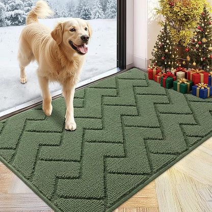 hicorfe Indoor Doormat,Front Back Door Mat Rubber Backing Non Slip Door Mats 24"x35" Absorbent Resist Dirt Entrance Doormat Inside Floor Mats for Entryway Washable Low-Profile(Green)