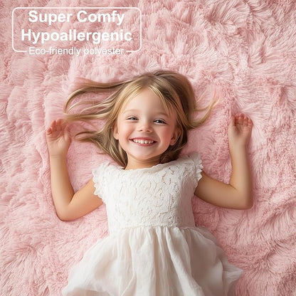 PAGISOFE Pink Fluffy Shag Machine Washable Area Rugs for Bedroom Girls 5x7,Soft Fuzzy Rugs for Living Room,Pastel Carpet Nursery Floor Kids Room Dorm Rug,Plush Soft Kids Rug for Room Decor Aesthetic