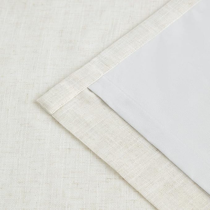 Vision Home Natural Linen Full Blackout Curtains 95 inch Long for Bedroom Living Room Darkening Light Blocking Window Panels Thermal Insulated Rod Pocket Back Tab Neutral Drapes 56" Wx95 Lx2