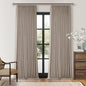 Pleated Linen Blackout Curtains 112 Inches Long for Living Room Pinch Pleat for Track System Custom Made Memory Shape Drape 100% Black Out Light Blocking Bedroom Window Curtain Greige Burlywood Birch
