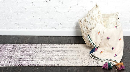 Unique Loom Del Mar Collection Area Rug - Jennifer (2' x 6' 1" Runner, Purple/ Ivory)