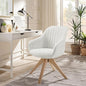 Zouron Accent Chair with Wooden Legs, Swivel Desk Chairs No Wheels, Upholstered Armchair Vanity Chair for Small Space Home Office Living Room Bedroom, Beige and Natural Wood