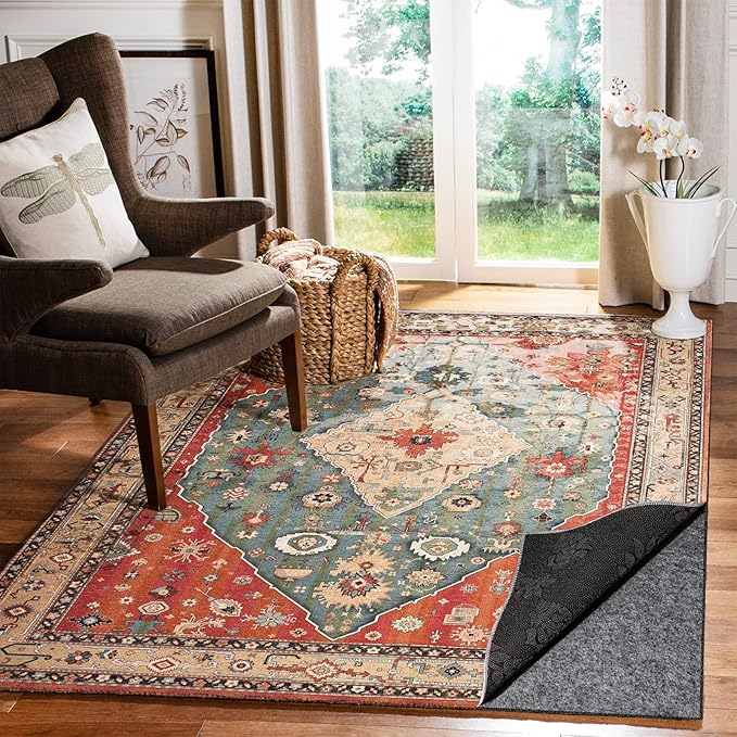 Waterproof Rug Pad, 6x9 Ft Under Area Rug Carpet Pad, Non Slip Rug Pads for All Floors and Hardwood Floors Finishes, Keep Carpets in Place Soft and Prevent Rug from Wrinkling or Buckling