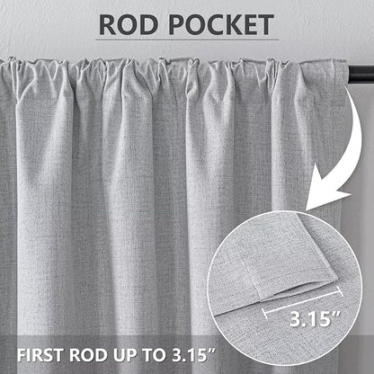 100% Blackout Curtains for Living Room, 90 Inch Curtains 2 Panel Set Light Blocking, Back Tab & Rod Pocket Thermal Insulated Drapes Bedroom Windows Home Decor(52W × 90L inch, Greyish White)