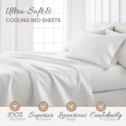 Linen Market Double-Brushed Patterned Microfiber King Sheet Set 4 Piece – Oeko-TEX Certified Ultra Soft & Wrinkle-Free - 16" Deep Pocket Sheets - Easy Care King Size - Stippled Gray