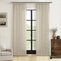 Linen Pinch Pleated Linen Curtains 2 Panels for Living Room Bedroom Memory Training Shaped Semi Sheer Pleat Drapes with Hooks Rings Light Filtering Window Curtain 40x80