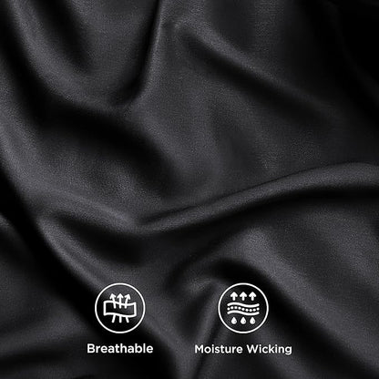 Bedsure Cooling Sheets Twin XL, Rayon Derived from Bamboo, Breathable & Soft Twin XL Sheet Sets, Deep Pocket Up to 16 Inches, Hotel Luxury Silky Dorm Bedding for Hot Sleepers, Black