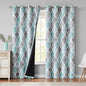Beauoop 100% Blackout Curtains 90 Inches Long 2 Panels for Bedroom Living Room Aqua Grey Moroccan Geo Room Darkening Thermal Insulated Soundproof Grommet Top Window Treatments Drapes, 50x90 Set of 2