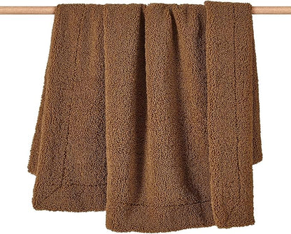 HiEnd Accents Teddy Throw Blanket, 60x90 inch, Umber, Oversized Boucle Throw Blanket, Soft Cozy Classic Chic Casual Heavy Blanket, Modern Rustic Plush Comfy Warm Blanket for Bed, Sofa