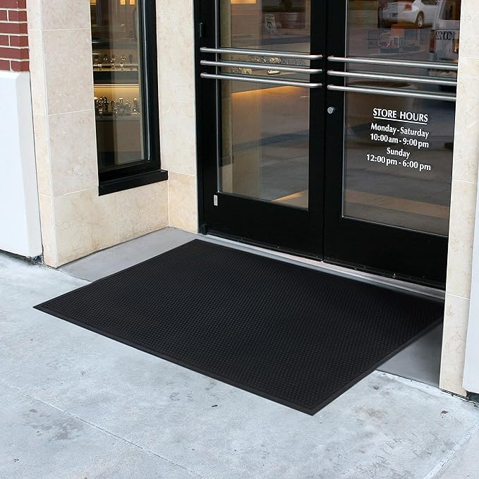 Guardian Easy Step Scraper 3X10 (33in x 115in) Indoor/Outdoor, Heavy-Duty, Solid Rubber Floor Mat,Black