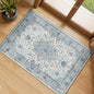 Area Rugs 2'x3' Washable Non-Slip, Floral Vintage Distress Print Pattern Medallion Carpet for Living Room Bedroom Dining Room, Light Blue Navy Beige Gray White
