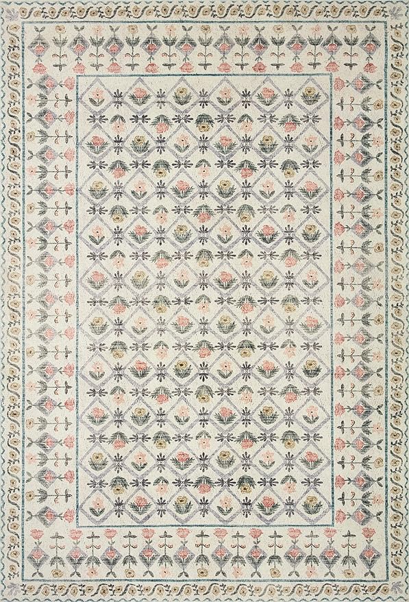Loloi Rifle Paper Co. Eden Collection EDE-03 Lattice Ivory 2'-0" x 5'-0" Accent Rug feat. CloudPile™