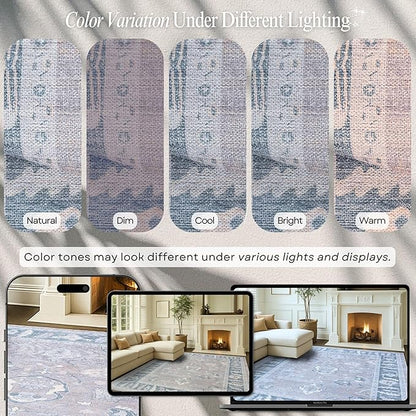 Fame Rugs Gray Modern Oushak Rug 6x9, Vintage Turkish Colorful Oriental Antique Inspired Washable Large Area Rugs, Luxury Living Room Bedroom (389GBB, 6' x 9')