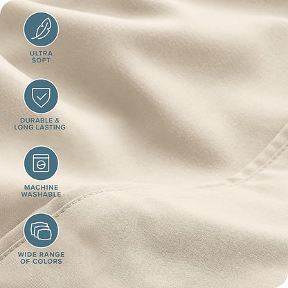 Bare Home Hotel Luxury Full XL Sheet Set, Extra Soft - 6 Piece Set - Deep Pockets - Easy Fit - Cooling & Breathable - Wrinkle, Fade, Stain Resistant - Includes 4 Pillowcases (Full XL, Sand)