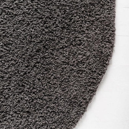 Unique Loom Solid Shag Collection Area Rug (7' 10" x 10' Oval, Graphite Gray)