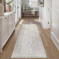 2x6 Grey Runner Rug Hallway Non Slip Kitchen Vintage Distressed Long Carpet Indoor Machine Washable Retro Floral Bedroom Accent Throw Rug for Office Laundry Bathroom Dining Living Room