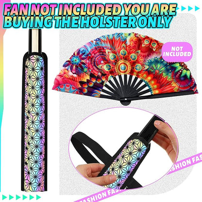 Summer Rave Fan Thigh Holster Rave Fan Holder Folding Hand Pouch Foldable Sleeves with Waist Belt for Thigh Party