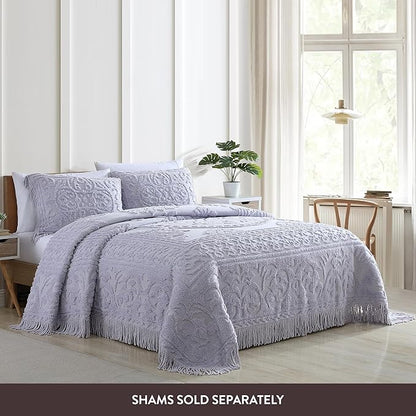 Beatrice Home Fashions Medallion Chenille Bedspread, Queen, Lavender